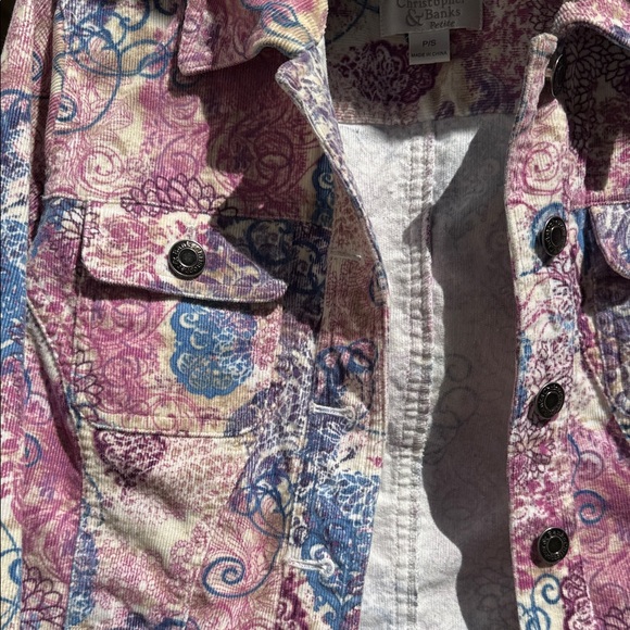 Christopher & Banks Floral Corduroy Jacket - Pink, Blue, Purple - Picture 3 of 4